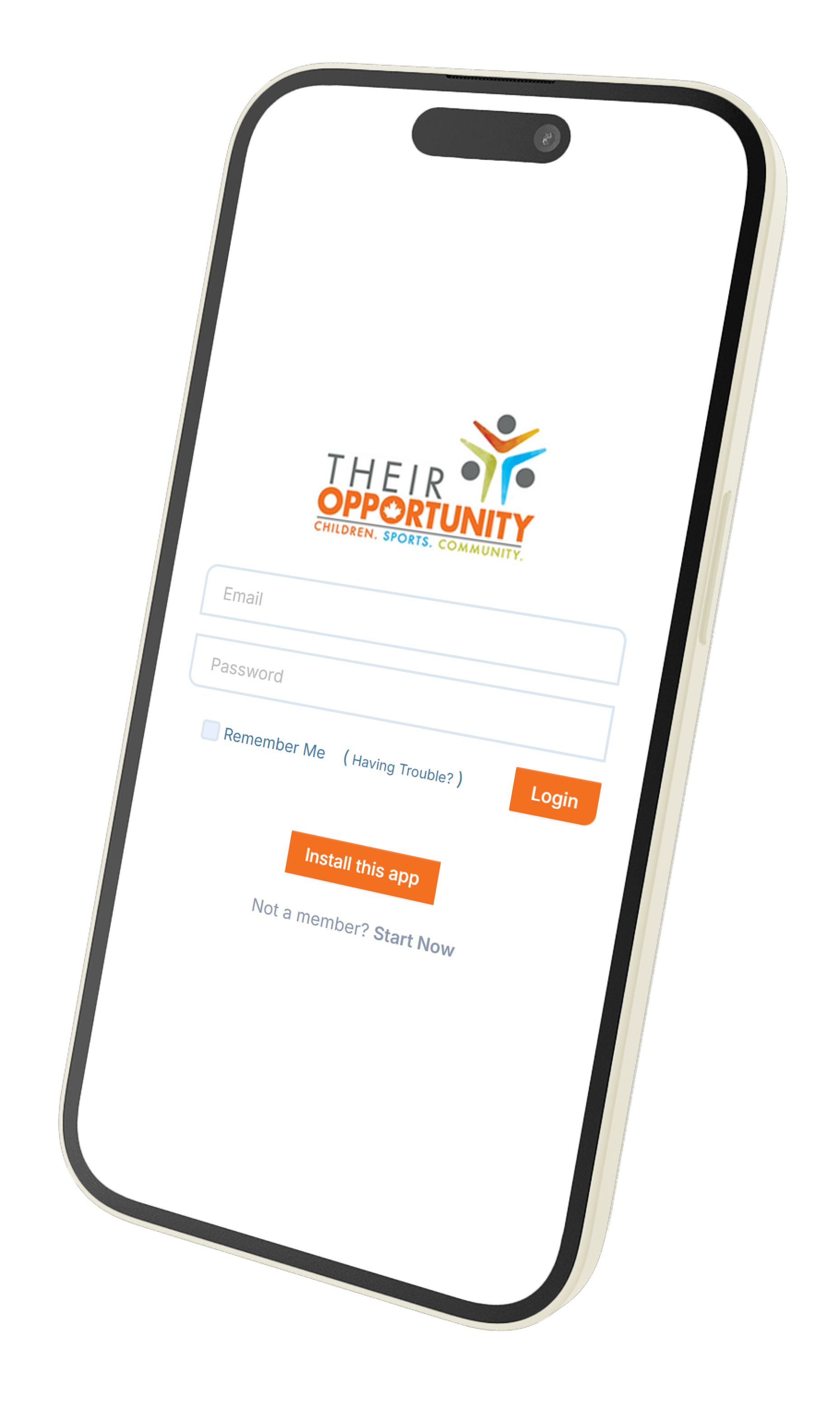 Image of Their Opportunity client portal, login page. Software development by Karl Damus.